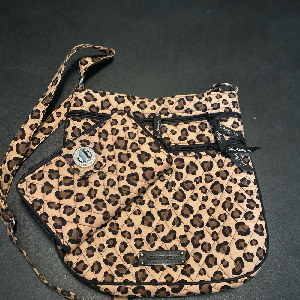 Vera Bradley Leopard Print Bag and matching wallet